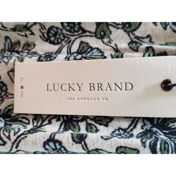 Lucky Brand White Floral Tassel Ties Round Neck Short Sleeve Top Blouse S/P - Picture 10 of 13